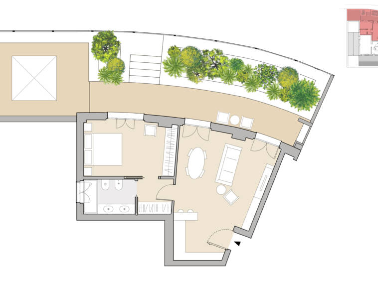 Planimetria bilocale con giardino roma parioli