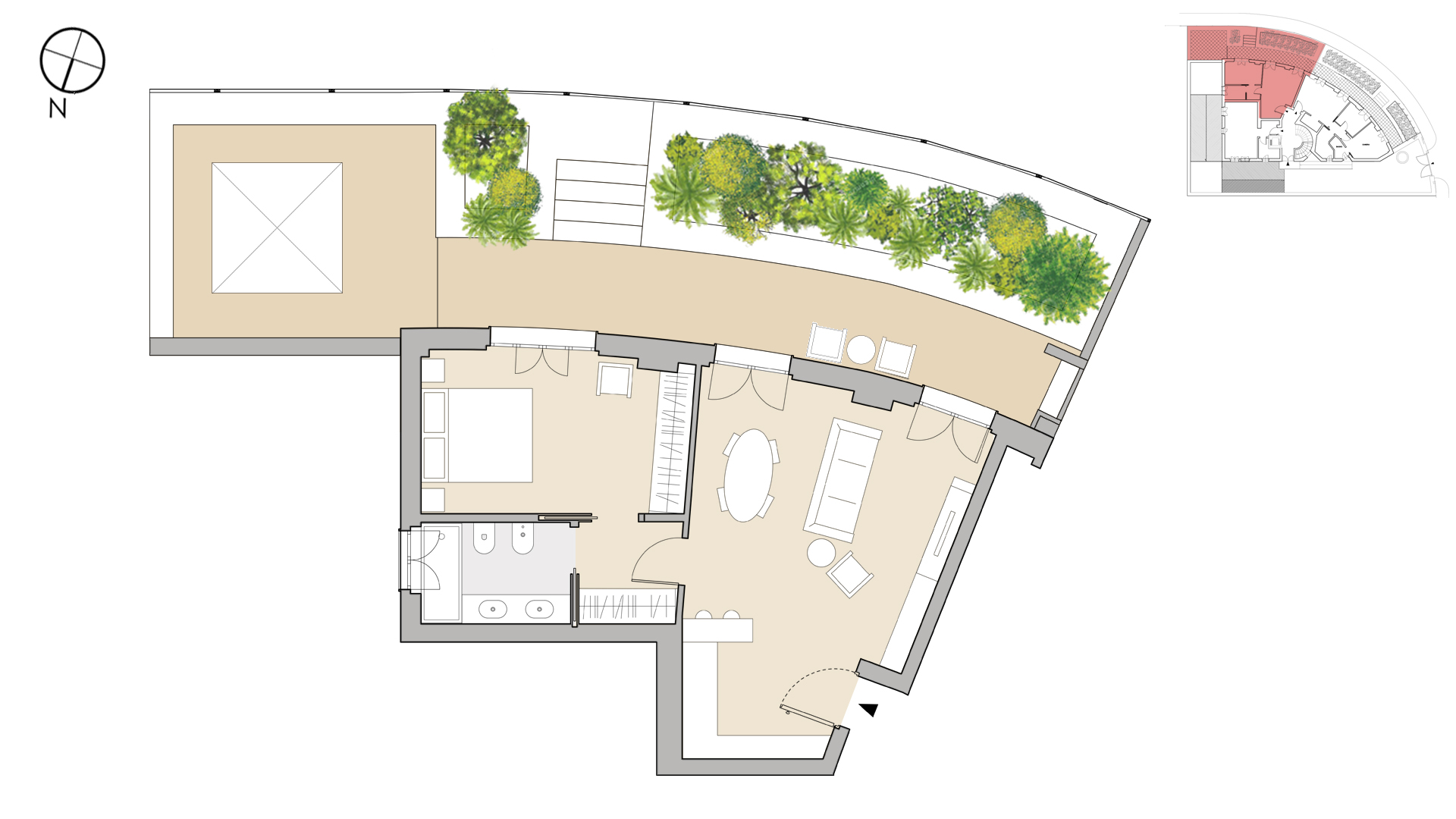 Planimetria bilocale con giardino roma parioli