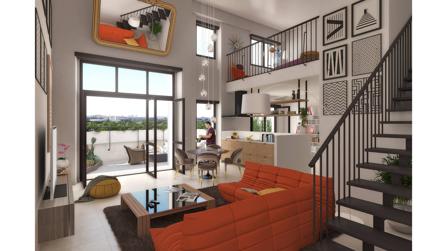 render trilocale Z3 duplex Milano Sesto