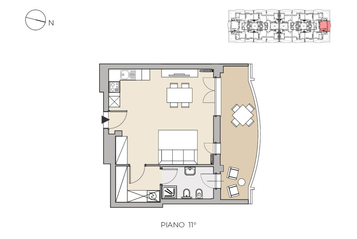 planimetria monolocale Z7 milano deca