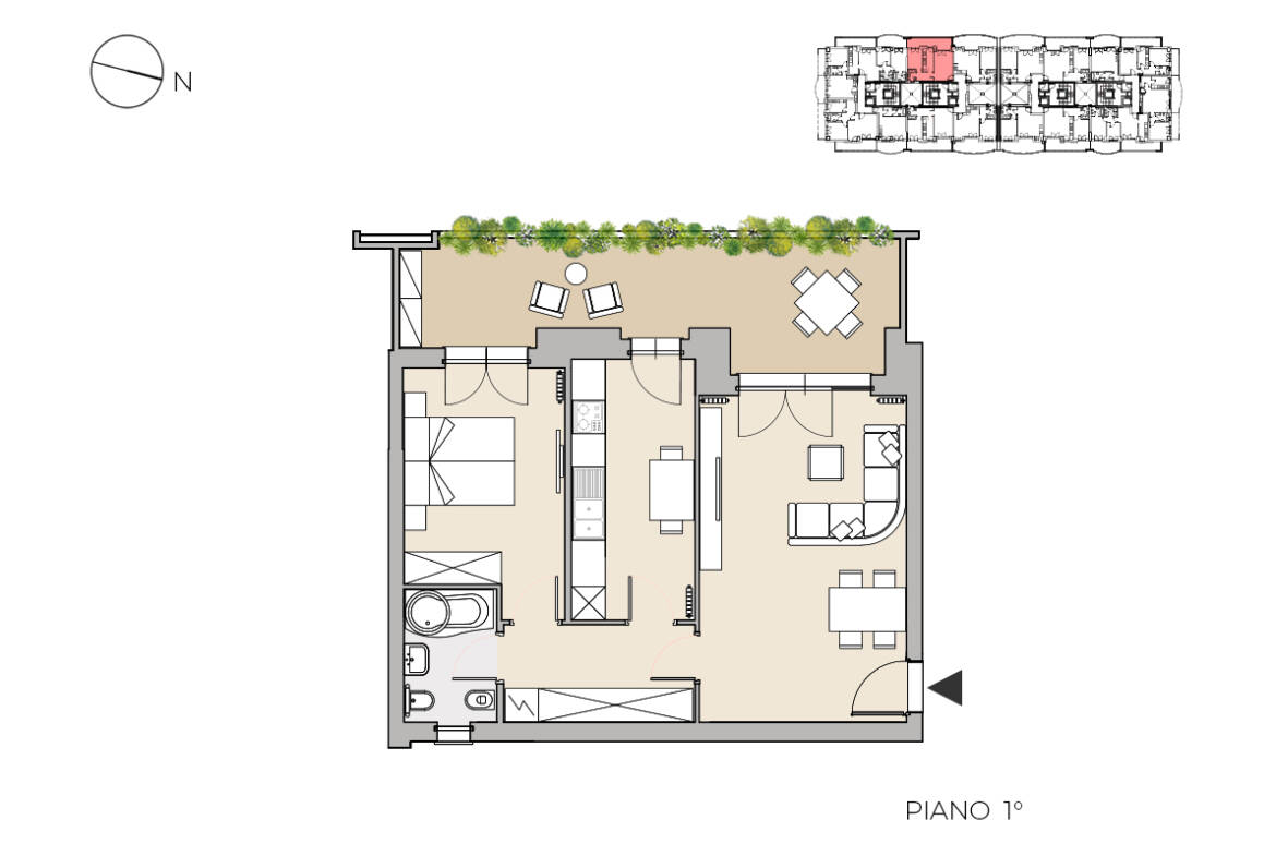 Planimetria bilocale Z7 B1 Milano Deca