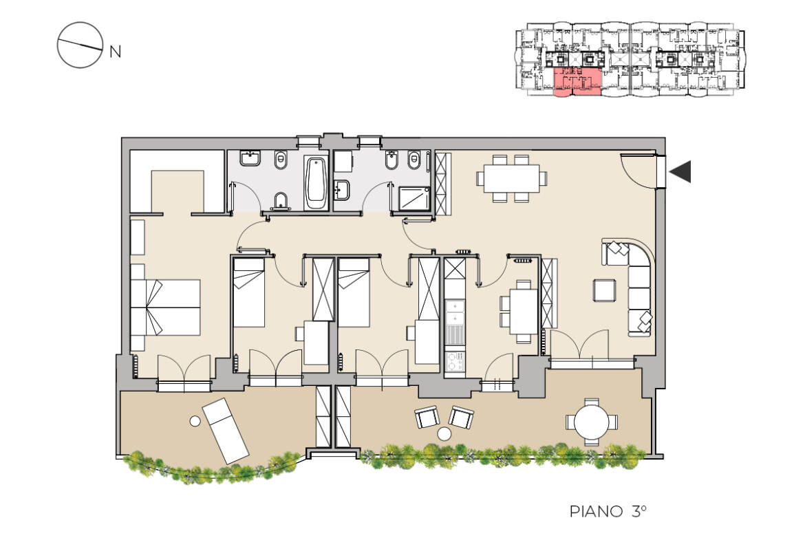 planimetria quadrilocale Z7 scala B Milano sesto